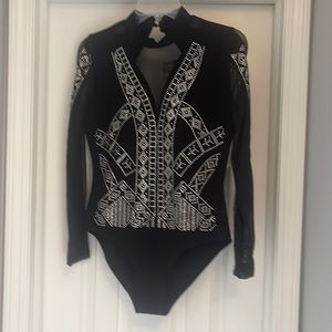 Love J studded and mesh black bodysuit